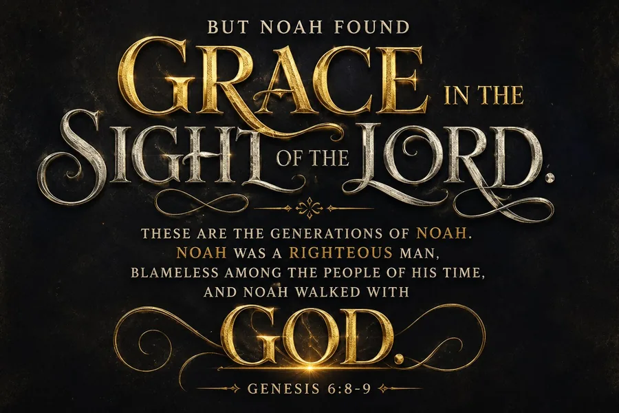 A designed text slide reading But Noah found grace in the sight of the Lord.
